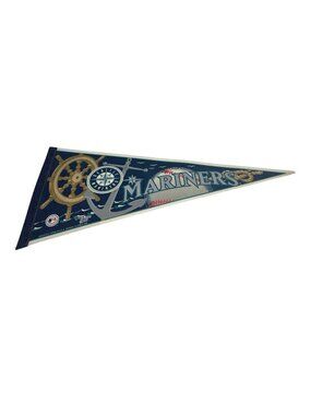 VINTAGE 1990's  SEATTLE MARINERS MLB BASEBALL 30" x 12"  FELT BASEBALL PENNANT